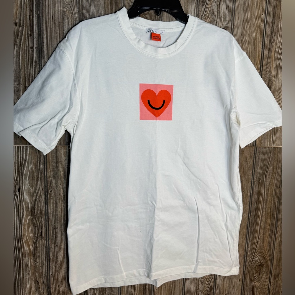 Zara White mens white T-shirt size large
